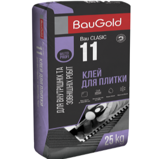 Клей Bau CLASSIC 11 для облицювання поверхонь керамічною плиткою BauGold, 25кг